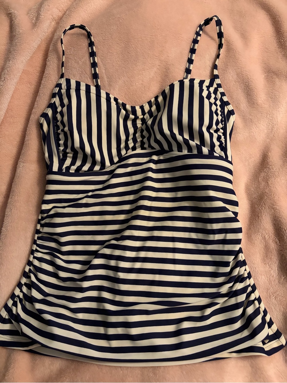 Boden Navy  Blue and White Striped Tankini  Swim Top